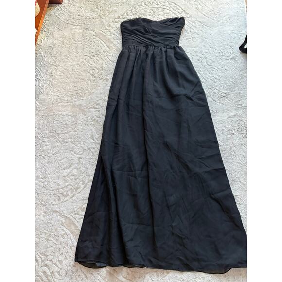 Elise Bergman 100% Silk Strapless Floor-Length Gown Black Chiffon Size Small - Picture 4 of 9